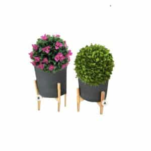 Black Imported Round Planter