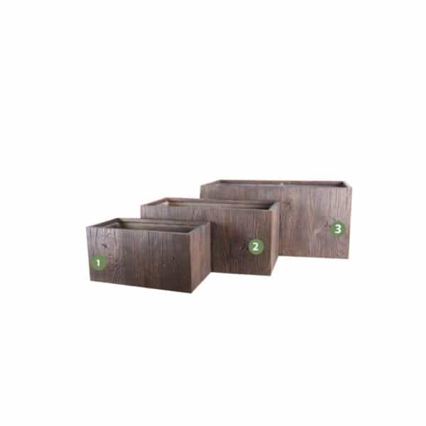 Fiberglass planters in wooden shape