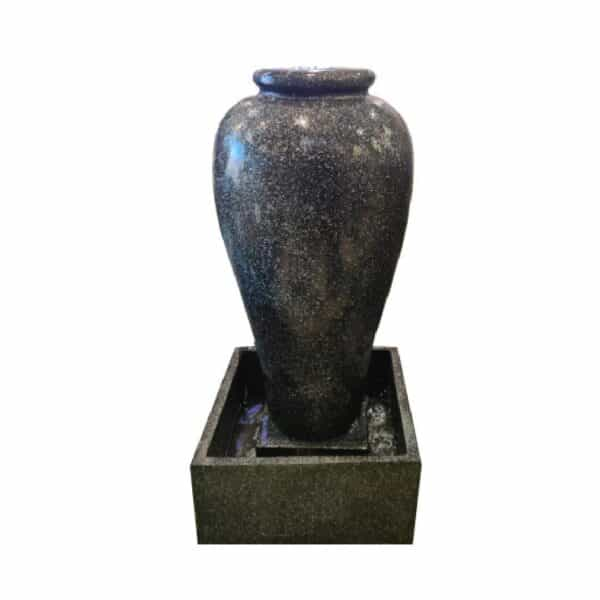 Large black jar fountain