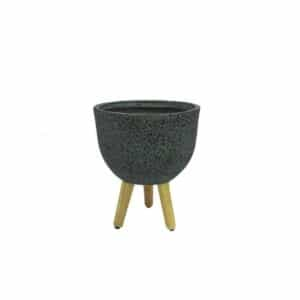 Distinctive planter with wooden legs, dark grey