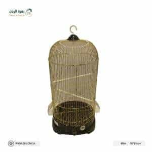 Gold cylindrical bird cage